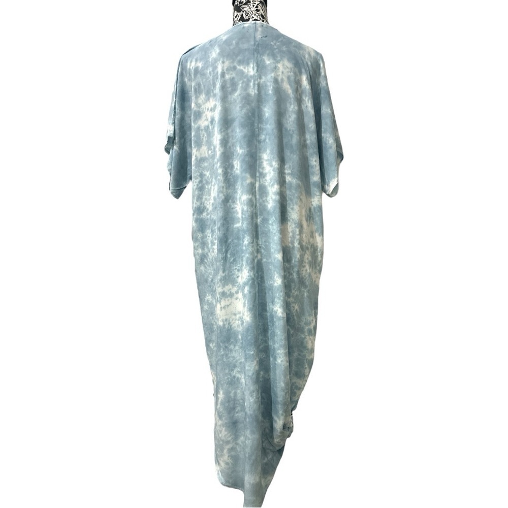 Yanek Charlie Tie Dye Kaftan Maxi Dress Blue White One Size NWT - Picture 2 of 9